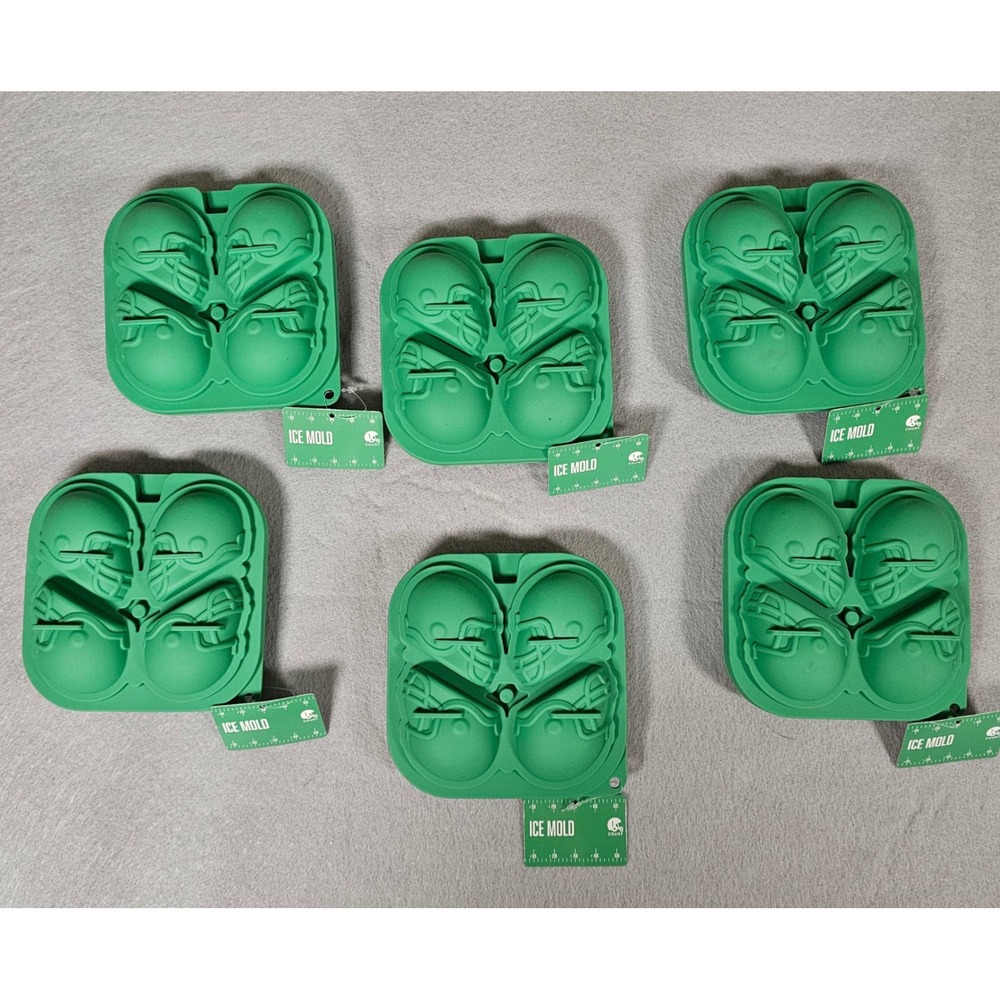 Football Helmet Ice Molds Set of 6 Silicone Sports Party Tailgate Green New